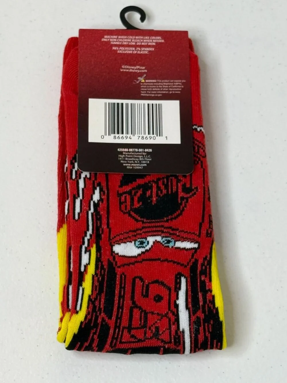 Disney Pixar Cars Lightning McQueen Speed Crew Socks NWT